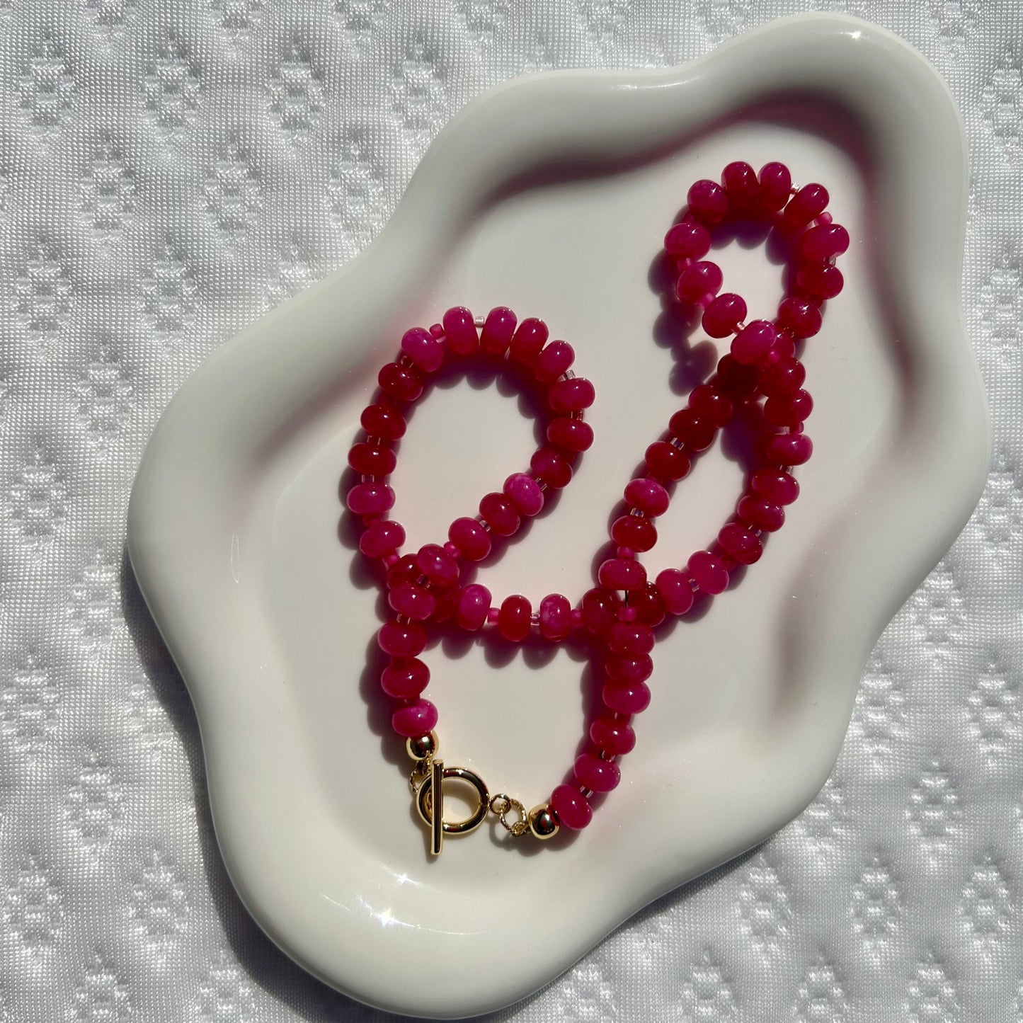 Raspberry jade necklace